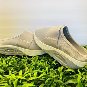 White/Lt Grey Slip on Fashion shoes.
